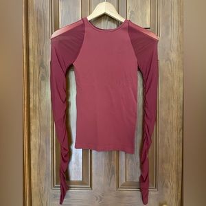 Free People intimately long sleeved top with sheer mesh sleeves